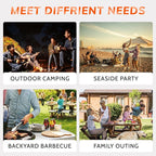 14-Inch Portable Barbecue Grill,Outdoor Small Grill with Dual Venting System and Warming Rack for Picnic, Camping, Backyard,Black