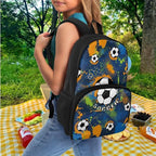 Lunch Bag Soccer Backpack for Boys with Insulated Cooler Lunch Box Backpack with Pen Pouch 2 Pcs Travel Laptop Backpack Computer College Bag for Kids Schoolbag