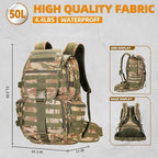 50L Military Tactical Backpack 3 Day Assault Pack Molle Daypack Hiking Backpack for Men and Women