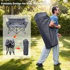 Double Camping Chair Heavy Duty Oversized Padded Loveseat for Adults 2 Person Outdoor Portable Camping Chairs for Lawn, Backyard, Fishing, Trip, Support 600lbs, Grey