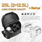 Motorcycle Saddlebags 25L Universal Throw Over Saddle Bags Waterproof Large Capacity Duffle Gear Organizer for Camping Trip Travel Outdoor with Raincover, Black