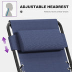 PURPLE LEAF Outdoor Reclining Chair Patio Zero Gravity Chaise Lounge Folding Chair with Removable Cushion Adjustable Headrest for Lawn Camping Beach Pool Navy Blue