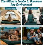 Self Inflating Sleeping Pad with Waterproof Tarp, 3.2" Extra Thick Built-in Electric Pump Air Mattress for Car Camping, R-Value 9.5 All-Season Winter Gear, Roll-up Compact Mat