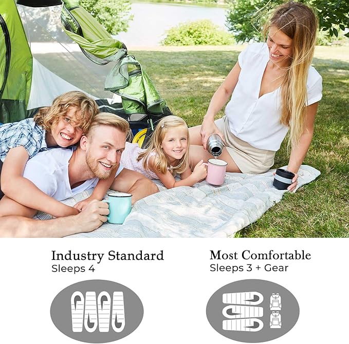 4 Person Easy Pop Up Tent, Automatic Setup, Waterproof, 2 Doors-Instant Family Tents for Camping, Hiking & Traveling, 9.5’X6.6’X52''