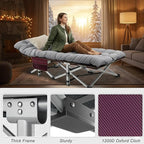 ABORON Folding Camping Cot W/Mat for Adults, Heavy Duty Outdoor Bed with Carry Bag,1200 D Layer Oxford Travel Camp Cots