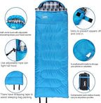 Desert & Fox Cotton Flannel Sleeping Bags with Pillow, 4 Season Warm & Cold Weather Envelope Compression Sack, Lightweight & Portable Backpacking Sleeping Bag for Outdoor Camping, Hiking, Traveling