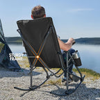 PORTAL Oversized Folding Rocking Camping Chair Portable Outdoor Rocker with High Back Hard Armrests Carry Bag, Supports 400 lbs