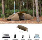 POMOLY Tunnel Tent for 1-2P Camping, Locomotive 2 Chimney Tent for 4 Season Hiking, Backpacking, Hunting (Without a Ground Sheet)