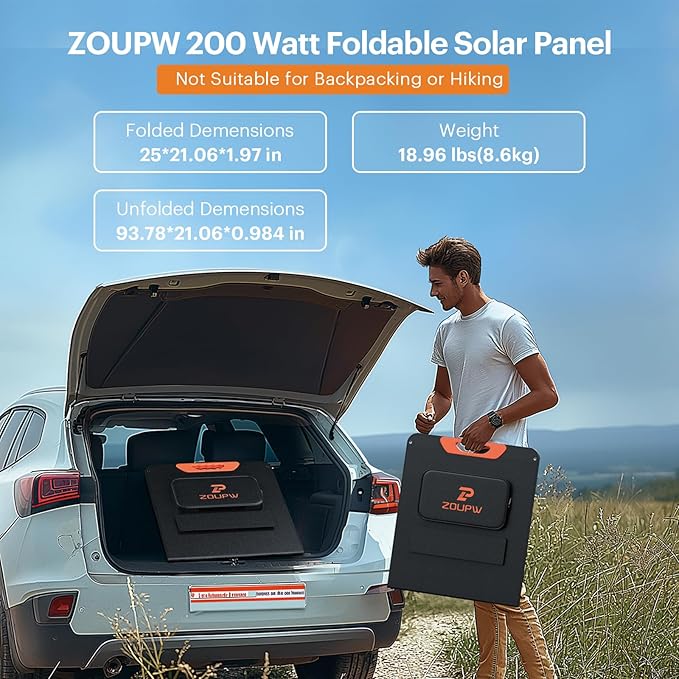 200W Portable Solar Panel for Power Station,23.5% Efficiency Mono Foldable Solar Charger with 4 Kickstands for Jackery 1000 V2/Bluetti/EcoFlow/Anker,IP67 Waterproof for Camping RV Power Backup