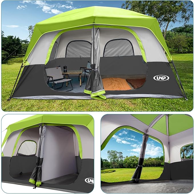 UNP 2/4/6/8 Person Tent, Portable Cabin Tent, Camping Tent 4-Person Easy Set Up, Waterproof with Top Rainfly for Outdoor Camping/Hiking