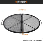 Lineslife X-Marks Fire Pit Cooking Grill Grates Portable, Heavy Duty Folding Round Campfire Grill Grate, Firepit Grill Grate with Handles for Outdoor BBQ Picnic, Black 24 Inch