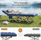 Folding Camping Cot for Adults - 2 Pack Heavy Duty Sleeping Cots with Carry Bag Double Layer Oxford Portable Travel Camp Cots for Outdoor Camp Beach Home Office (Blue Pad & Gray Pad, 2PACK)