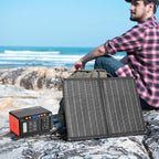 Takki Solar Generator 120W Peak Portable Power Station with 21W Solar Panel 88.8Wh Battery Power Bank with 110V AC Outlet for Camping RV Tent Home Outages Emergency