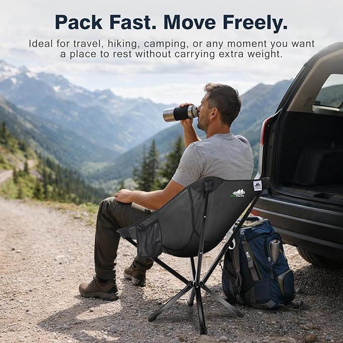 Lightweight Folding Camping Chair — Compact One-Piece Design, Quick Setup, Stable Aluminum Frame, Portable Chair for Travel, Hiking & Short Outdoor Breaks