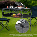 Anbte Camping Table Foldable, 2 Adjustable Height 34.2”, Large Roll Up Camping Table Support 264lbs with Storage Basket and Bag, Aluminum Outdoor Table, for Picnic Travel BBQ, 39.4” x 19.7”, Black
