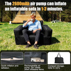 Inflatable Chair for Camping Portable Inflatable Couch Blow Up Couch with Built in Pump Slouch Couch Inflatable Sofa Air Sofa for Outdoor Glamping Backyard Patio Home Use Travel Waterproof