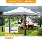 10x20fT Pop-Up Canopy Tent – Adjustable Height Outdoor Gazebo, Quick Setup with Sandbags, Ground Stakes & Ropes, Perfect for Outdoor Activities, White