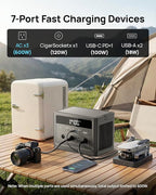2026 Portable Power Station 600W (Surge 1200W), 576Wh LiFePO4 Battery Solar Generator, Power Bank 110V Pure Sine Wave AC Outlet with PD 100W USB-C Fast Charging for Home Use, Hurricane Emergency, RVs
