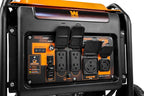 WEN GN625iX 6250-Watt RV and Transfer-Switch-Ready 120V/240V Open Frame Inverter Generator with CO Shutdown Sensor and Wheel Kit, Black/Orange