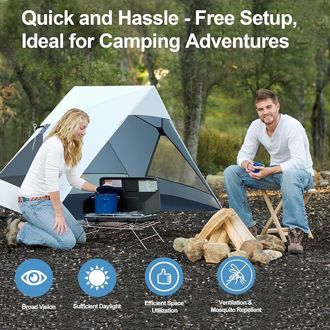 Pop Up Beach Tent for 2/3/4 Person with UPF 50+ UV Protection, Lightweight & Easy Setup Beach Shade Canopy, Wind-Resistant Shelter Portable Cabana for Family Outdoor Picnics Fishing