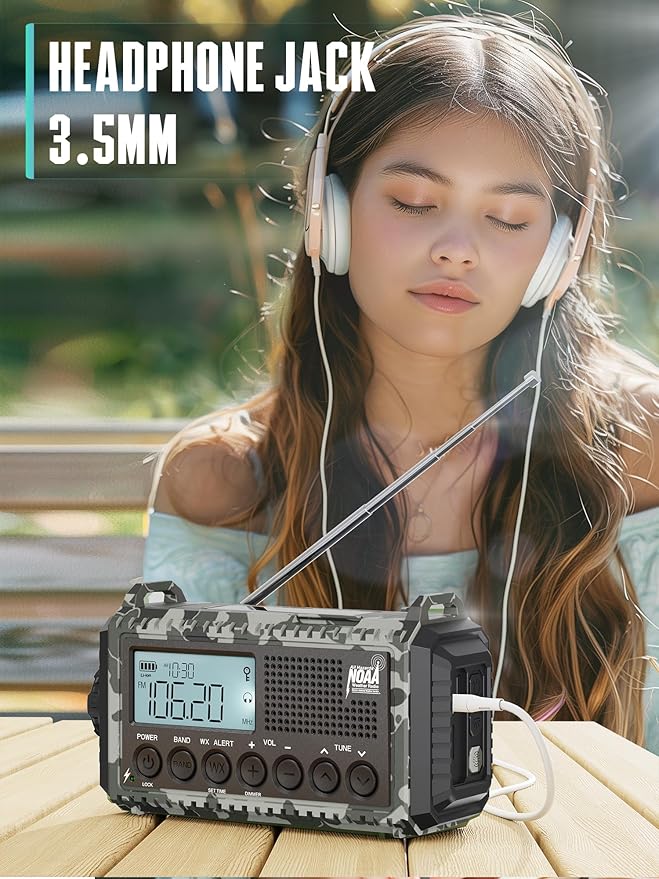 Hand Crank Solar Emergency Radio with 2X Faster Crank,Clear Signal& 12000mAh Battery Operated,Auto NOAA Weather Alert/SW/AM/FM Portable Radio with 6-Way Power,Flashlight, Phone Charger,SOS Alarm