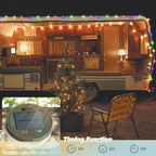 Camping String Lights, 32.8Ft Solar Camping Lights, Portable Waterproof Camp Lamp with 13 Lighting Modes, Hanging Rechargeable Tent Lantern for Outdoor, Indoor, Hiking, Yard, Party Decor