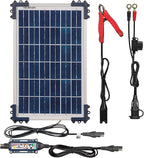 Optimate Solar Duo 10W, TM522-D1, 6-Step 12V / 12.8V 0.83A Weatherproof Solar Battery Saving Charger & maintainer