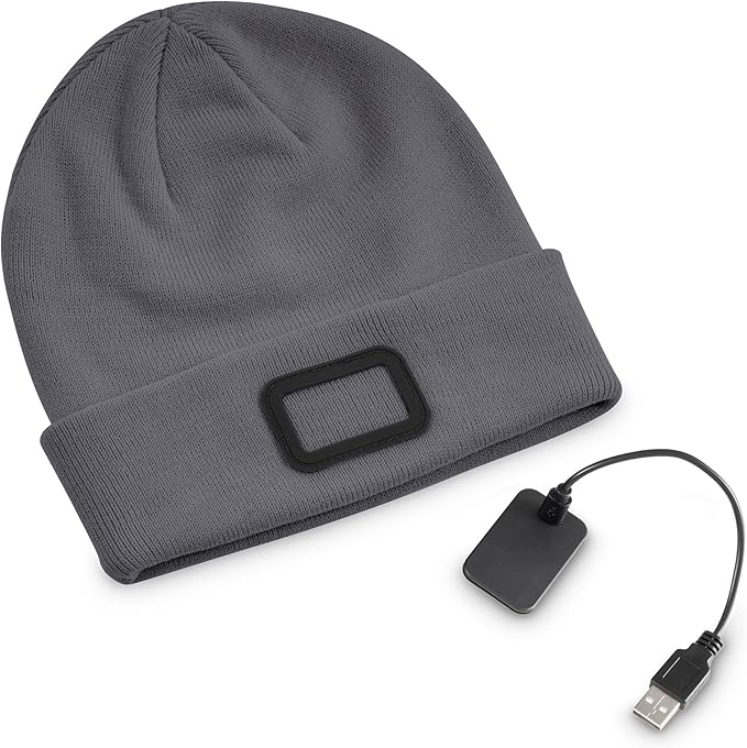 POWERCAP LED Hat Light 150 Lumens Rechargeable Fleece Beanie with Bright Built-in Headlamp Waterproof LED Warm One Size Cap