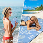 Beach Blanket Waterproof Sandproof Beach Mat 79" X 83"/10'x9'for 2-8 Adults Quick Drying Outdoor Picnic Mat Beach Accessories for Travel, Camping, Hiking