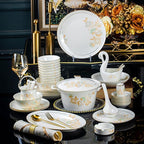 Cups and Saucers Set Nordic Ceramic Tableware Suit Glaze Dish Combination Dishes Suitable for Family Hotel Restaurant 60 Piece
