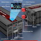 5000W Power Inverter 12V to 110V 120V AC Pure Sine Wave Inverters for RV Truck Camping,Outdoor Off-Grid Power Converter with LCD Display,Wired Controller,AC Outlets USB Ports(12V-5000Watt)