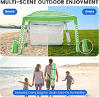 Zeraty Beach Cabana 8'×8', Portable Beach Canopy with Side Wall, Easy Pop Up UPF 50+ Silver-Coated Beach Tent Sun Shelter, Wind Resistant Adjustable Height Beach Umbrella Tent for Family, Green