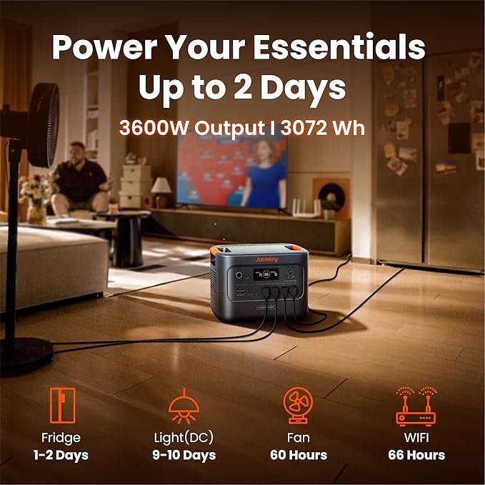 Jackery HomePower 3000 Portable Power Station with 500X Solar Panels, 3600W (Surge 7200W) Output, 3072Wh LFP Solar Generator, Essential Backup for Home Use, Power Outage, Emergencies