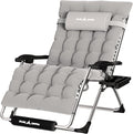 UDPATIO Zero Gravity Chair Oversized Outdoor Anti Gravity Chairs Patio Lounge Folding Adjustable Chair with Cup Holder, Foot Pad & Padded Headrest, Supports 500lbs (1, Light Gray, 33in)