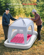 QPAU Inflatable Toddler Travel Bed with Tent, Portable Kids Air Mattress with Safety Sides, Ideal for Home, Grandma's, Camping, Traveling -Includes Fast Electric Pump
