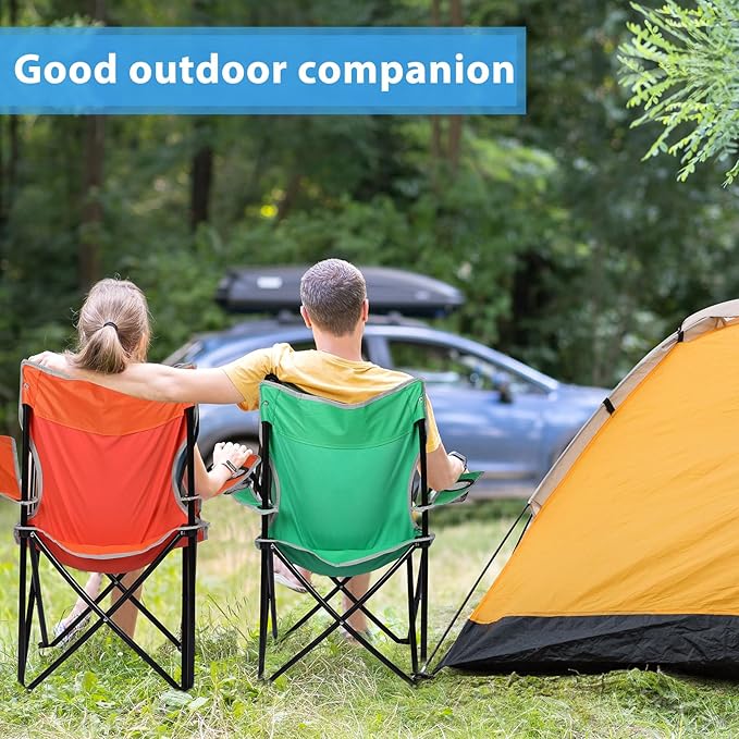 8 Pcs Folding Camping Chairs with Cupholder and Carry Bag Regular Size Portable Lightweight Lawn Chair with Mesh Side Pocket for Fishing Hiking Picnic Beach Outdoor Party (Classical)