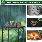 Small Metal Folding Table 3 Adjustable Heights, 23.6''×15.7''×27'' Heavy-Duty Portable Picnic Table for Outdoor Camping, Garden, Patio, Grill, BBQ, Party, 2Ft (Small, Black)