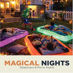The Shrunks Inflatable Travel Bed with LED & Remote – Portable Kids Air Mattress for Travel, Camping & Sleepovers – Blow Up Bed with Glowing Halo Designed for Balance – Twin Size