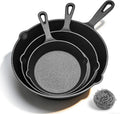WANGYUANJI Cast Iron Skillet Set - 3-Piece (6/8/10 Inch) Uncoated Raw Iron Frying Pans - Traditional Heavy Duty Cookware for Oven, Grill, Campfire - Requires Seasoning for Natural Non-Stick
