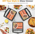 Sunvivi 3 in 1 Sandwich Maker, Electric Waffle Maker with Removable Non-stick Plates, 800W Panini Press Grill with Glass Top, Cool Touch Handle & Easy to Clean, Black