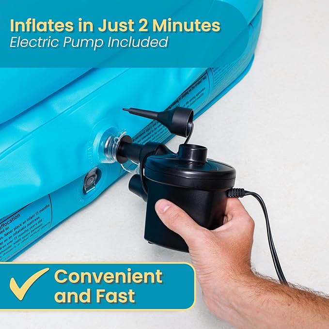 Inflatable Toddler Travel Bed with Electric Pump – Portable Toddler Bed & Toddler Air Mattress for Kids 2-7, Blow Up Bed for Camping, Travel & Sleepovers with Safety Bumpers