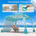 MoKo Beach Cabana, 8'×8' Large Beach Canopy with Side Wall, UPF 50+ Protection Easy Setup Beach Tent Sun Shelter, Adjustable Height Wind Resistant Cabana Beach Tent for Whole Family, Green Stripe