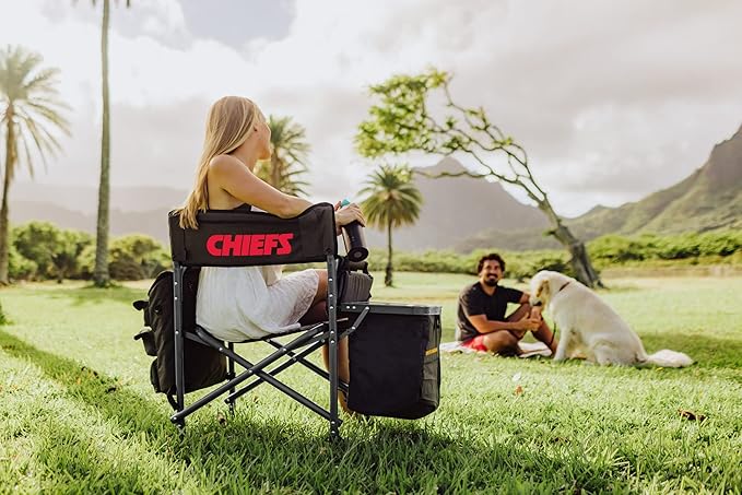 Picnic TIME NFL Unisex-Adult NFL Fusion Camping Chair with Side Table and Soft Cooler, Beach Chair for Adults, Lawn Chair