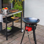 Outdoor Cooker Wok Station with Cover, Iron Wok, Electronic Ignition and Burner 54000 BTU for BBQ, Backyard