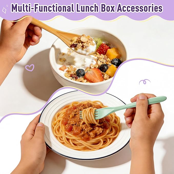 Quatish Reusable Travel Utensils with Case,6 Sets of Camping Utensils,Portable Wheat Straw Utensil (Knife, Fork, Spoon) for Lunch Box,Kitchen, Travel, Picnic & Daily Use - Easy to Clean (Multi-Color)