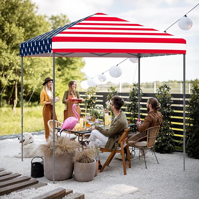 Tangkula 6.6x6.6 Ft Pop Up Canopy, 1 Person Instant Setup Canopy Tent with Center Lock, UPF 50+ Sun Protection, 8 Stakes, 4 Ropes, Portable Outdoor Canopy with Carrying Bag for Camp, Beach, Patio