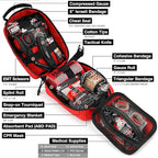 Survival First Aid Kit with Israeli Bandage, Chest Seal, Tourniquet, Splint, Tactical Military Combat Molle IFAK for Wound Care, Bleeding Control, Trauma Hemorrhage and More (Red)