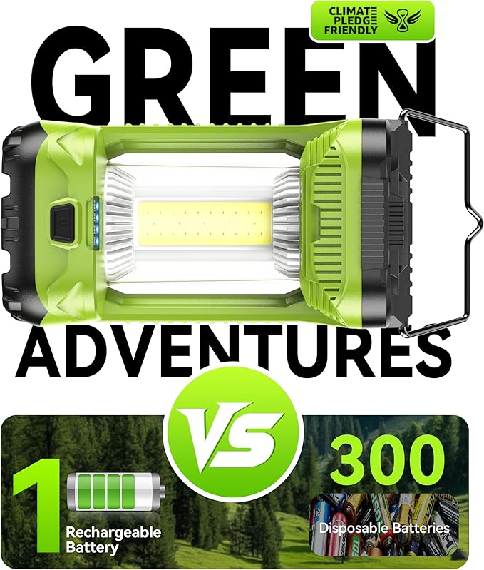 AlpsWolf Camping Lantern Rechargeable, 4000mAh LED Lantern for Power Outages Super Bright Portable Camping Light Emergency Lantern Camping Lamp Green, 1 Pack