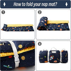 Bunnikins & Clover Toddler Nap Mat with Removable Pillow, Nap Mats for Preschool, Easy Clean Toddler Nap Pad for Kindergarten, Kids Sleeping Bag for Travel Camping