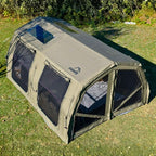 Coody Inflatable Canvas Camping Tents with Stove Jack – Premium Air Beam Family Glamping Tent, Breathable Cotton Canvas, Fast Setup Air Tent with Pump